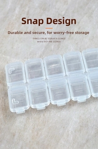 Macro shot of 12-grid transparent PP storage box showing secure clasp and durable hinges