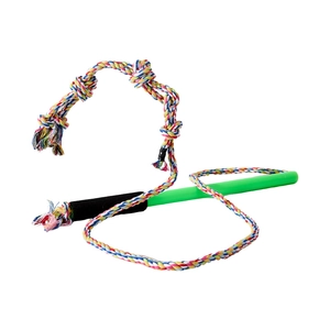 Interactive pet flirt pole with vibrant cotton rope and foam handle for dog training