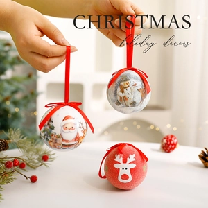 Three-piece set of 8cm Christmas ball ornaments with Santa and Snowman prints