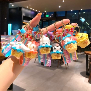 Colorful Sanrio cartoon character ice cream cone keychain pendants for bags and car keys