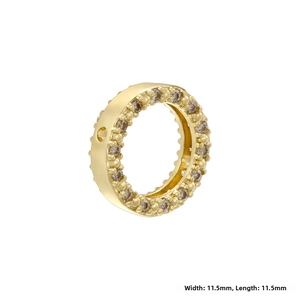 Detailed view of 11.5mm gold plated ring bead with sparkling zircon inlay for DIY jewelry