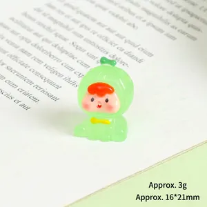 Detailed view of mini resin fruit figurine measuring 16x21mm and weighing 3g