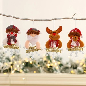 Christmas Tree Hanging Ornaments Plush Santa Snowman Reindeer Bear Snowflake Merry Christmas Letter Holiday Decoration