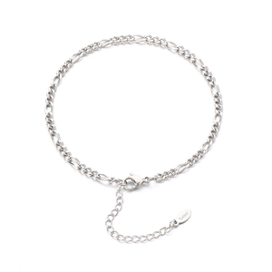 Sleek silver stainless steel NK chain anklet with lobster clasp and extension link