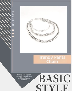 Detail of silver triple-layered metal wallet chain with heavy industrial street style links
