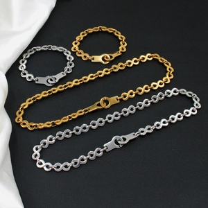 Minimalist 18K gold and silver stainless steel infinity link chains with handcuff clasps