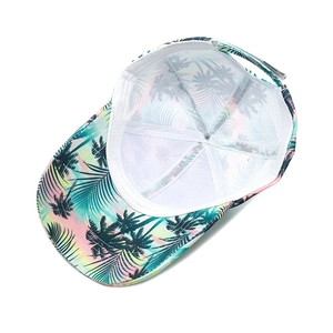 Women's gradient coconut tree baseball cap with breathable mesh and adjustable back