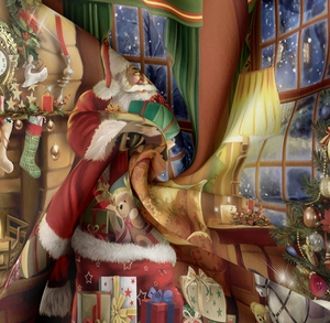 Nahaufnahme der weichen Polyester-Gewebe-Textur mit hochauflösendem Weihnachtsdruck-Motiv