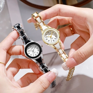 Elegant quartz watches for women with round dials in silver and gold metal finishes