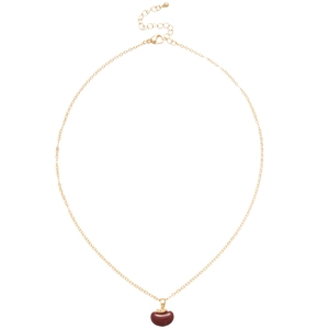 Elegant gold plated apple pendant necklace with reddish-brown gemstone for women