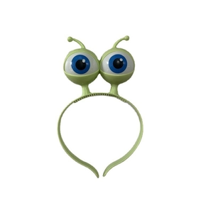 Green LED glowing eyeball headband featuring alien eyes for Halloween party costume