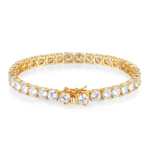 Classic gold-plated tennis bracelet with round-cut sparkling cubic zirconia stones