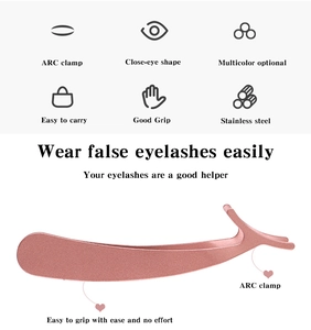 Detailed view of rose gold stainless steel eyelash applicator with arc clamp design