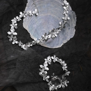 Flower Choker Necklace Silver Plated Adjustable Length Handmade Floral Vine Chain Sweet Fresh Style For Women Gift