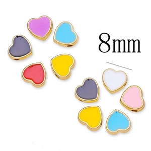Perles en forme de cœur de 8mm en alliage doré et émail pour la création de bijoux DIY