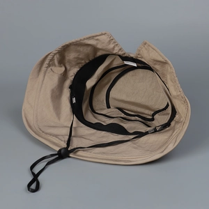Waterproof nylon sun hat with windproof chin strap and breathable mesh lining inside