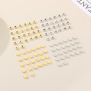 Polished Stainless Steel Alphabet Letter Round Spacer Beads For DIY Jewelry Making Bracelet Necklace Craft