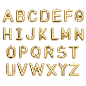 Lot de pendentifs alphabet A-Z dorés en relief 3D en acier inoxydable poli