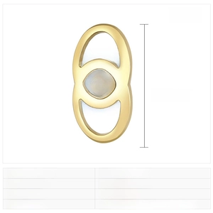 Detailed view of gold stainless steel interlocking oval pendants sized 19x10mm for DIY jewelry
