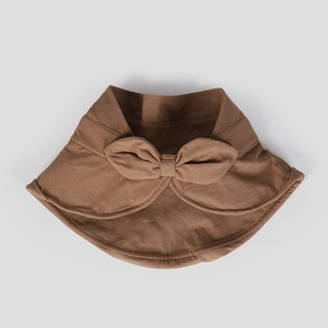 Eleganter brauner atmungsaktiver Leinen-Sonnenhut mit breiter Krempe und Schleife