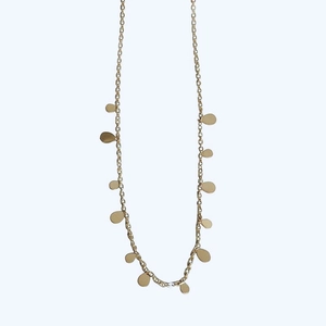 Elegant gold titanium steel necklace featuring multiple smooth teardrop-shaped pendants