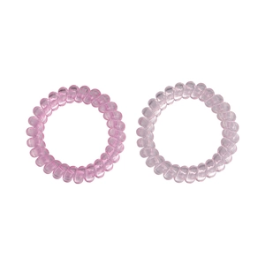 Set of two gradient pink spiral hair ties with seamless no-trace telephone cord design