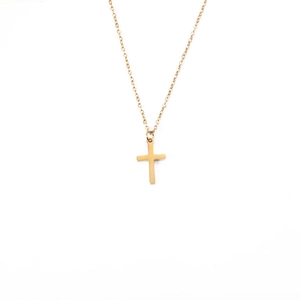 Minimalist gold stainless steel cross necklace with a fine chain for men and women