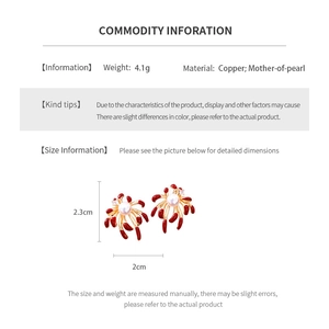 Detailed dimensions of 2.3cm height pearl fireworks earrings made of copper and shell