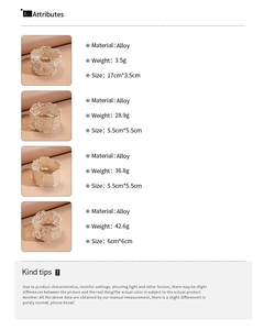 Detailed chart of matte silver irregular textured bangles with weight and size specifications