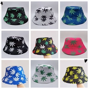 Unisex Reversible Polyester Bucket Hat Double Sided Summer Sun Protection Hat Digital Printed Leaf Floral Casual Street Outdoor Fishing Cap