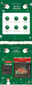 Vertical display of Merry Christmas static stickers with Santa and snowflake details