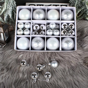 Set di 40 Palle di Natale per Decorazioni Albero di Natale in Plastica Galvanizzata Dipinte Pendenti Appesi Festivi Decorazione per Feste