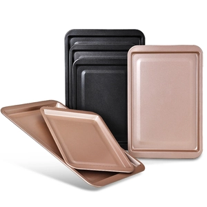 Set di 5 teglie da forno rettangolari antiaderenti in nero e oro rosa metallico