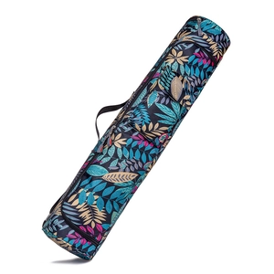 Sac pour tapis de yoga à imprimé tropical avec toile marine, fermetures et bandoulière