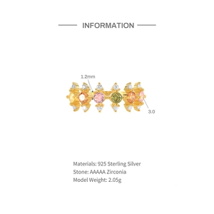 Detailed specs of gold 925 sterling silver ring with 5A zirconia and 2.05g weight
