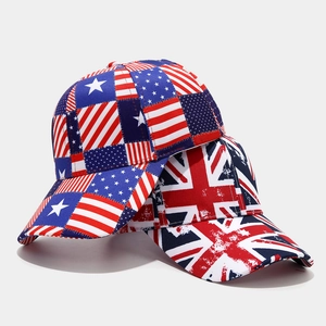 Adjustable baseball caps with Union Jack and USA flag prints for unisex fashion style