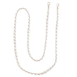 Crossbody gold metal chain strap with woven white leather for bags and phone cases