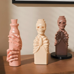 Set di stampi per vasi con teschi e ossa in rosa beige e marrone per decorazioni fai-da-te