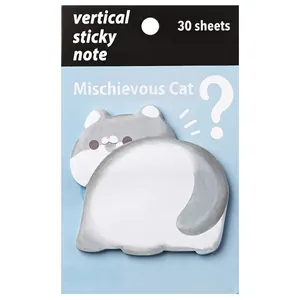 Cute cartoon cat sticky notes with 30 sheets in creative vertical animal shape design