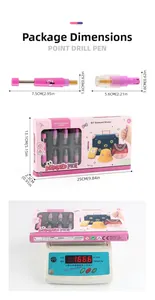 Detailed dimensions of pink hair gem styler set with packaging and product weight