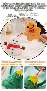 Detailed plush Christmas pendants featuring soft ginger man, snowman and tree with PP cotton