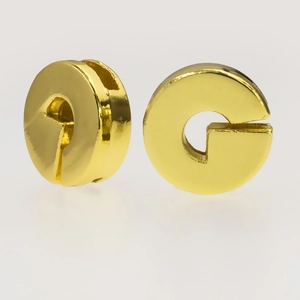 8mm gold-plated alphabet G slider charm with polished finish for DIY jewelry