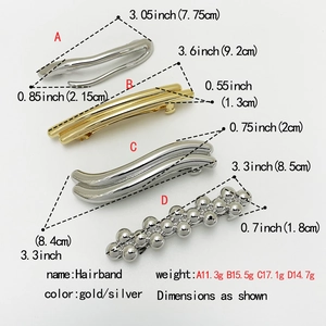 Minimalist punk style irregular alloy spring hair clips in gold and silver finishes