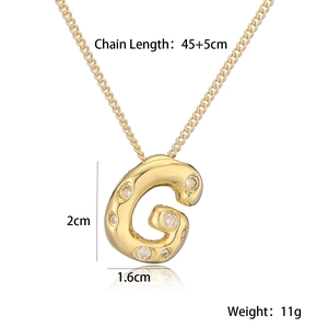 Specifiche dettagliate della collana con ciondolo lettera G oro con catena 45+5cm