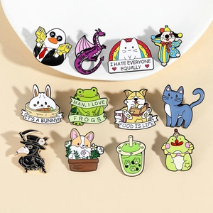 Cartoon Enamel Pin Cute Animal Alloy Brooch Funny Corgi Frog Duck Badge For Backpack Clothing Decor