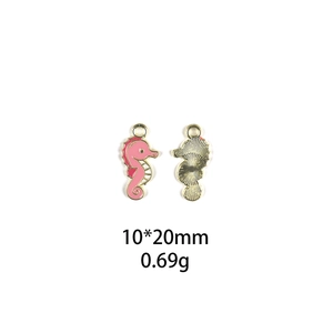 Pink and gold seahorse alloy enamel charms for DIY jewelry making and keychains