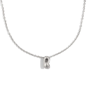 Collier en acier inoxydable argenté avec pendentif alphabet lettre R en relief 3D