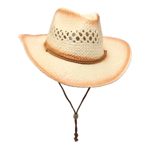 Vintage Western Cowboy Straw Hat Hollow Out Breathable Sun Protection Beach Travel With Windproof Lanyard Unisex
