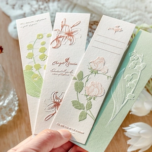 Floral Relief Bookmarks Specialty Paper Letterpress Embossed Flowers Retro Aesthetic Reading Accessory For Readers
