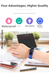 Blue LED digital sports watch with waterproof silicone strap and precise time display